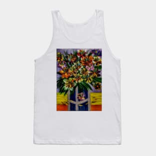 beautiful lovely boutique of abstract vibrant colorful  flowers in a tall glass vase Tank Top